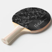 Metallic Black Glitter Personalized Tafeltennisbatje (Voorkant Gekanteld)