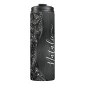 Metallic Black Glitter Personalized Thermosbeker (Voorkant)