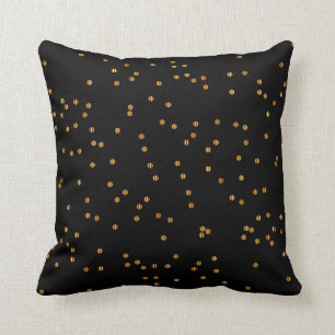 Metallic Black & Gold Confetti Stippen Kussen