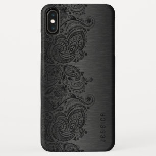 Metallic Black met zwarte Paisley Lace iPhone XS Max Hoesje