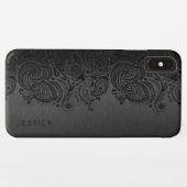 Metallic Black met zwarte Paisley Lace Case-Mate iPhone Case (Achterkant (horizontaal))