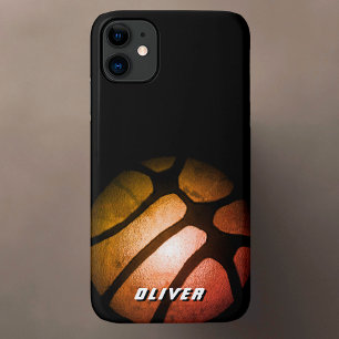Metallic Black Oranje Basketball Ball Sports iPhone 11 Hoesje