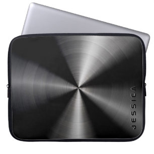 Metallic Black Slick Siny Stainless Steel Kijk uit Laptop Sleeve