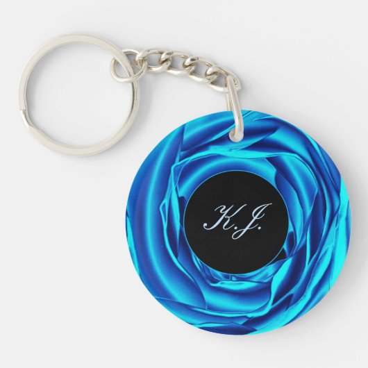 metallic blauw Roos Sleutelhanger (Voorkant)