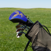 Metallic Blauwe Gouden Phoenix Monogram Initialen Golfheadcover (Insitu)