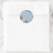 Metallic bloemen blauw en goud ronde sticker (Tas)