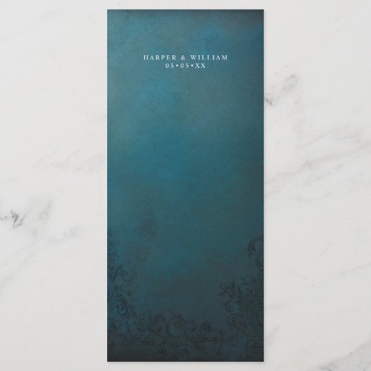 Metallic bloemenbruiloft menu (Achterkant)