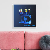 Metallic Blue Chanukkah Menorah Canvas Afdruk (Insitu (Woonkamer))