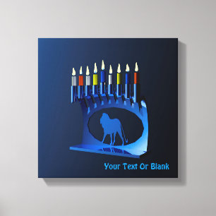 Metallic Blue Chanukkah Menorah Canvas Afdruk