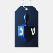 Metallic Blue Dreidel Cadeaulabel (Voorkant)