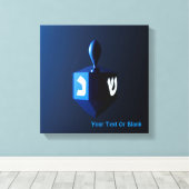 Metallic Blue Dreidel Canvas Afdruk (Insitu (Houten vloer))