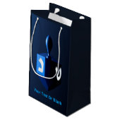 Metallic Blue Dreidel Klein Cadeauzakje (Achterkant Gekanteld)