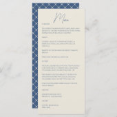 Metallic Blue · Handgeschreven script bruiloft Menu (Voorkant / Achterkant)