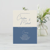 Metallic Blue · Handgeschreven script bruiloft pro Informatiekaartje (Staand voorkant)