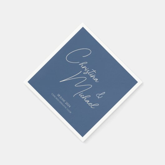 Metallic Blue · Handgeschreven script Servet (Hoek)