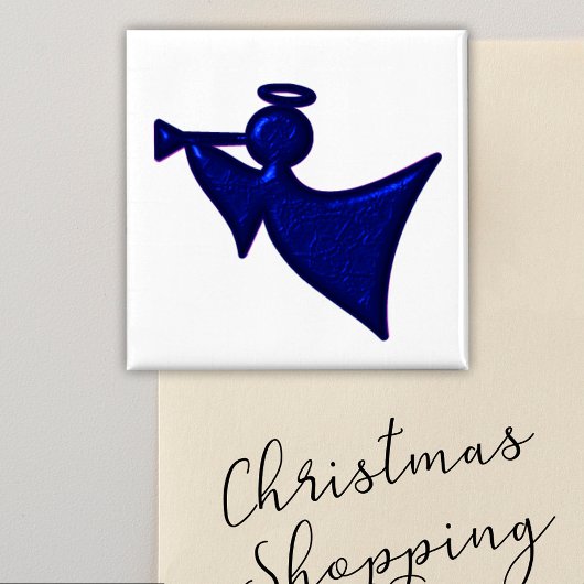 Metallic Blue KerstAngel Magneet