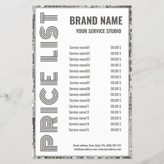 Metallic Border Beauty Salon Price List Flyer (Voorkant)