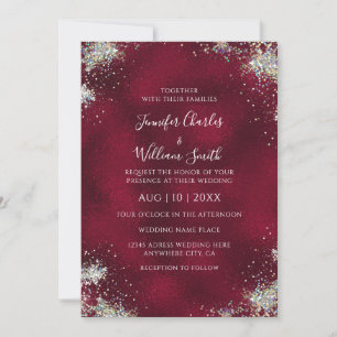 Metallic Bourgundy Holographic Glitter Modern Kaart