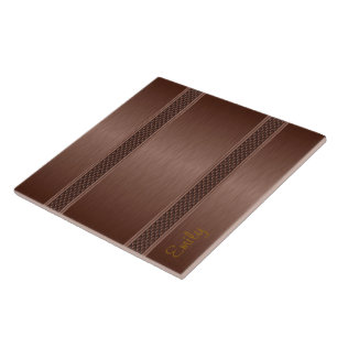 Metallic bruine tinten geborsteld aluminium look 2 tegeltje