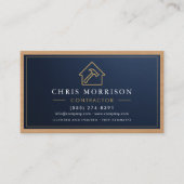Metallic Building Construction Navy Blue Gold Wood Visitekaartje (Voorkant)