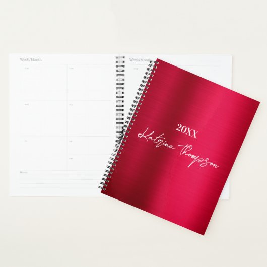 Metallic Burgundy Red Signature Script Planner (Display)
