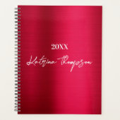Metallic Burgundy Red Signature Script Planner (Voorkant)