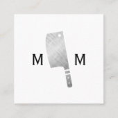 Metallic Butcher Knife Monogram Vierkante Visitekaartje (Voorkant)