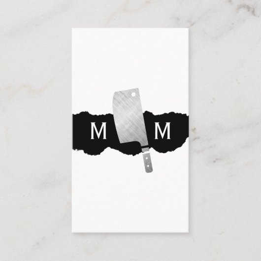 Metallic Butcher Knife Monogram Visitekaartje (Voorkant)