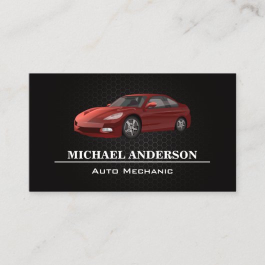 Metallic Carbon Pattern | Rode Logo Visitekaartje (Voorkant)