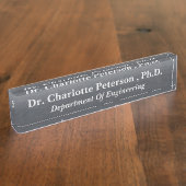 Metallic Charcoal Black PhD of Doctoraat Naambordje (Zijkant)