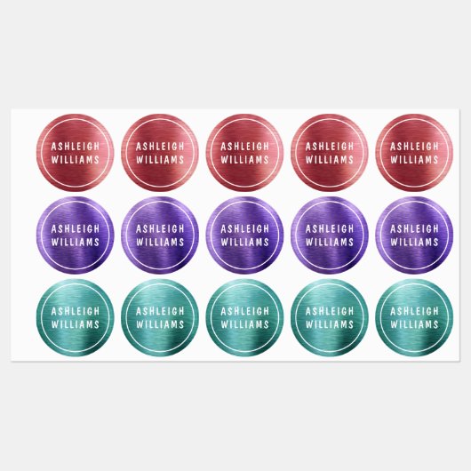 Metallic Chic Sparkle Personalized Name Girly Labels (Vel)