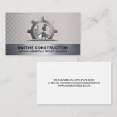 Metallic Constructie Logo | Stalen Achtergrond Visitekaartje (Voorkant / Achterkant)