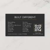 Metallic Construction Modern Black Gold QR Code Visitekaartje (Achterkant)