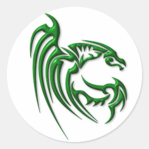 Metallic Dark Green Dragon Ronde Sticker