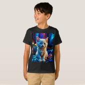 Metallic Design White Kitten T-shirt (Voorkant volledig)