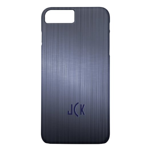 Metallic donkerblauw geborsteld aluminium look Case-Mate iPhone case (Achterkant)