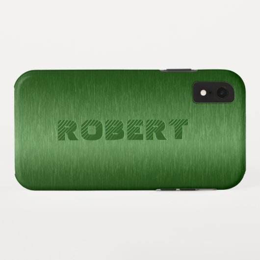 Metallic donkergroene geborstelde aluminium look Case-Mate iPhone case (Achterkant (horizontaal))