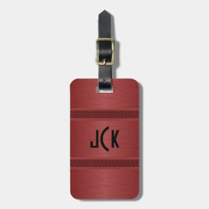 Metallic donkerrood geborsteld aluminium look bagagelabel