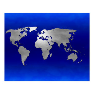 Metallic Earth Map Perfect Poster