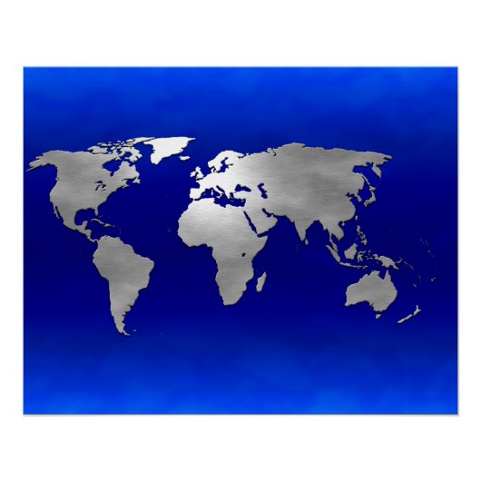 Metallic Earth Map Perfect Poster (Voorkant)