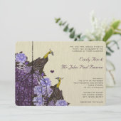 Metallic Eggplant Mustard Peacock BirdCage Kaart (Staand voorkant)