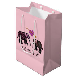 Metallic Elephant Hearts Gift Bags Medium Cadeauzakje