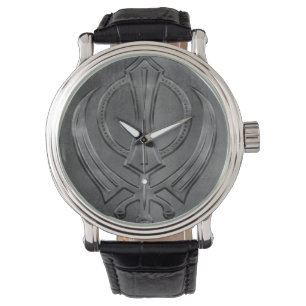 Metallic Embossed Khanda-symbool Horloge