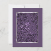 Metallic Embossed Kijk Damask in Plum Save The Date (Voorkant)