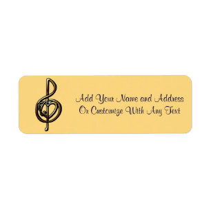 Metallic Embossed Musical Treble Clef met Heart Etiket