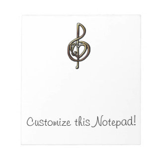 Metallic Embossed Musical Treble Clef met Heart Notitieblok