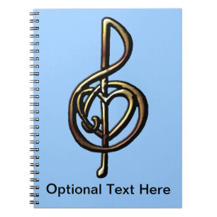 Metallic Embossed Musical Treble Clef met Heart Notitieboek