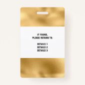Metallic Faux Gold Foil QR Code Conference Event Badge (Achterkant)
