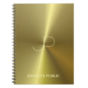 Metallic Faux Gold Monogrammed Moderne Sjabloon Notitieboek