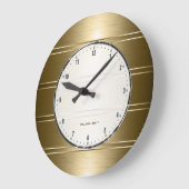 Metallic Faux Gold Stripes Pattern Grote Klok (Hoek)